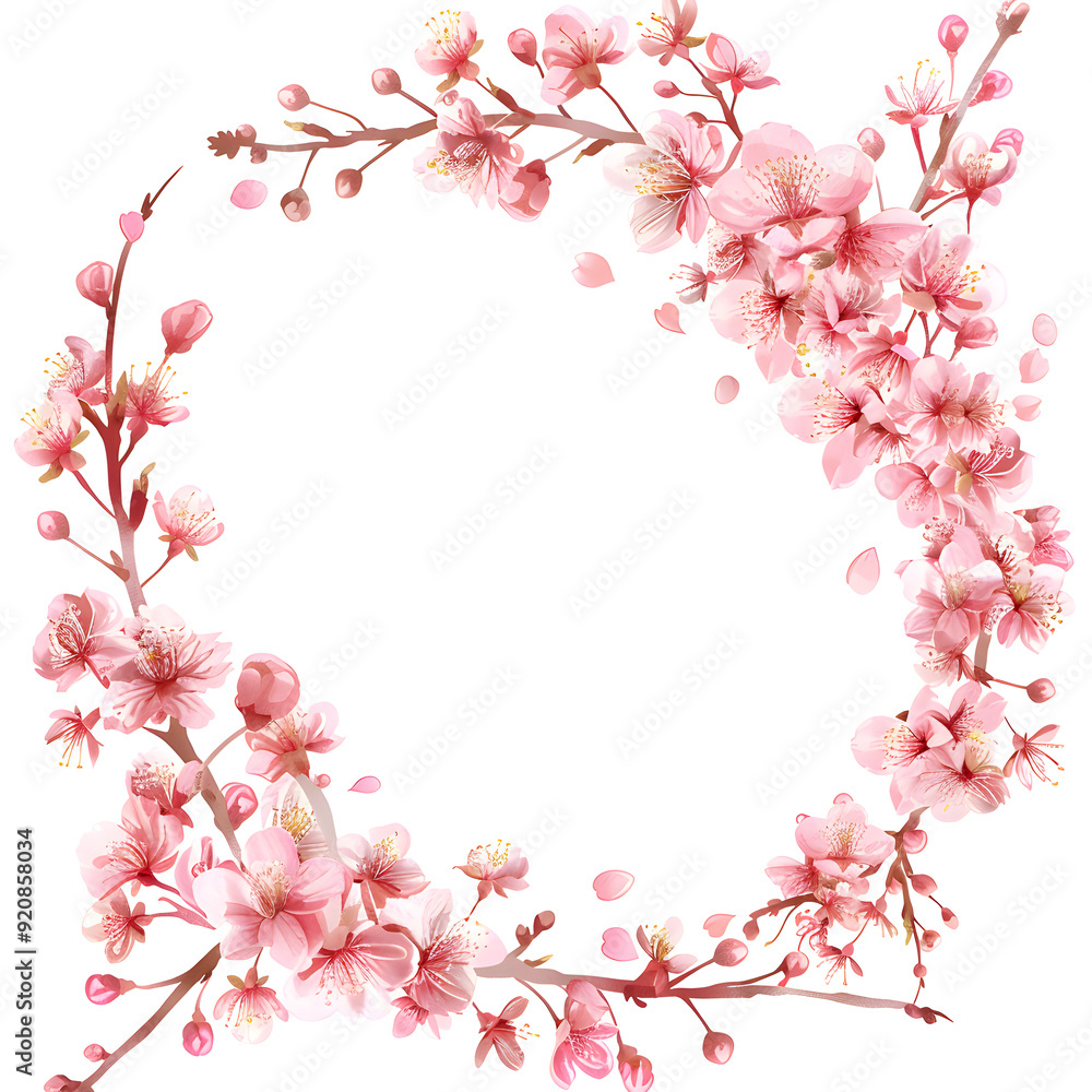 This beautiful cherry blossom frame showcases delicate pink flowers and petals, ideal for springthemed designs and invitations. Perfect for botanical, elegant, and floral aesthetic This beautiful cherry blossom frame showcases delicate pink flowers and petals, ideal for springthemed designs and invitations. Perfect for botanical, elegant, and floral aesthetic