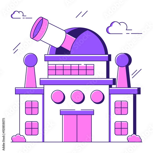Editable design illustration of observatory building 

