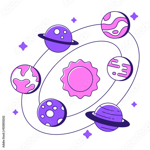 Modern design illustration of solar system 

