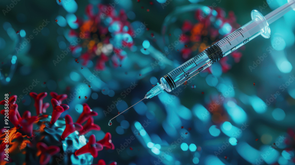 a syringe with a vaccine. antiviral vaccine. World Polio Day a syringe with a vaccine. antiviral vaccine. World Polio Day