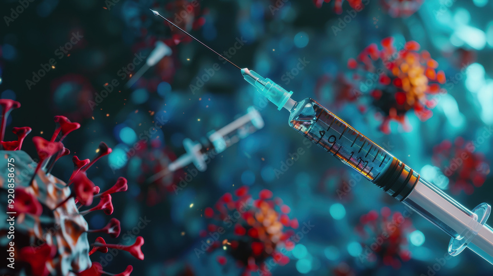 a syringe with a vaccine. antiviral vaccine. World Polio Day a syringe with a vaccine. antiviral vaccine. World Polio Day