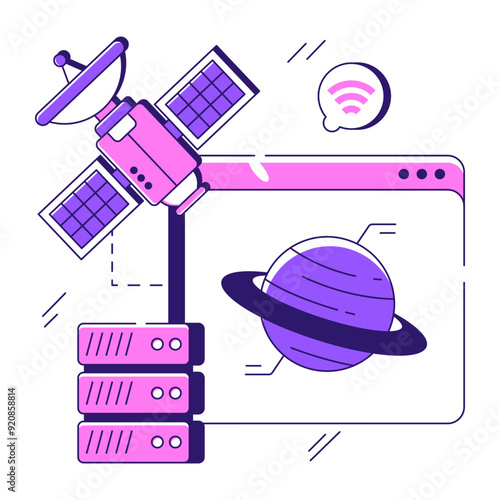 Modern design illustration of revolving planet vector 


