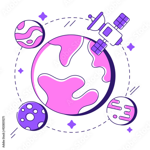 Modern design illustration of revolving planets vector 

