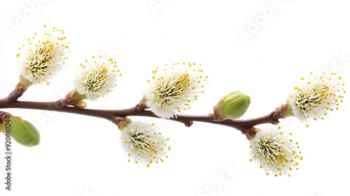 Flowering branch of pussy willow in the spring  photo