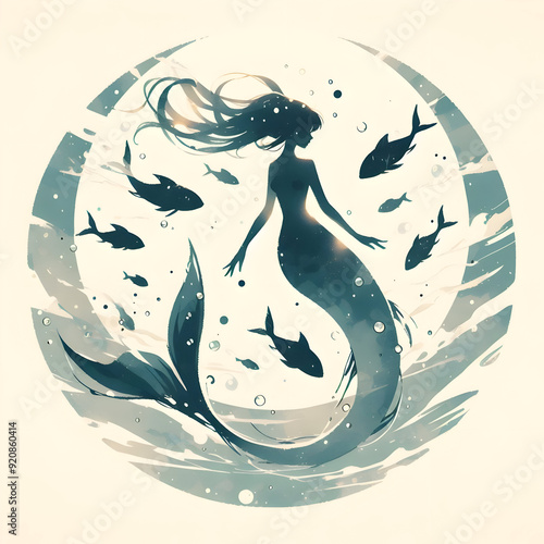 mermaid and fish