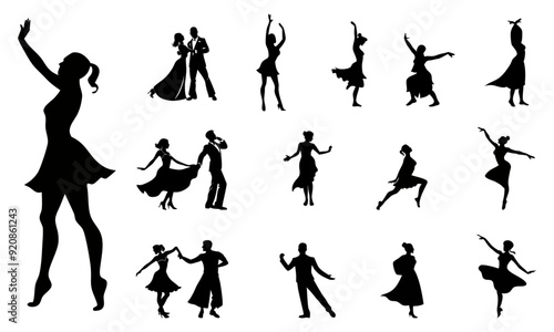 Set of dance silhouette vector illustration