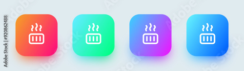 Heating line icon in square gradient colors. Warm signs vector illustration.