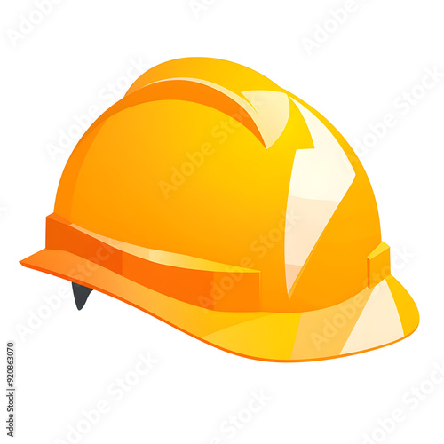 A bright yellow construction helmet symbolizing safety and protection in the workplace, ideal for construction and industrial themes. photo