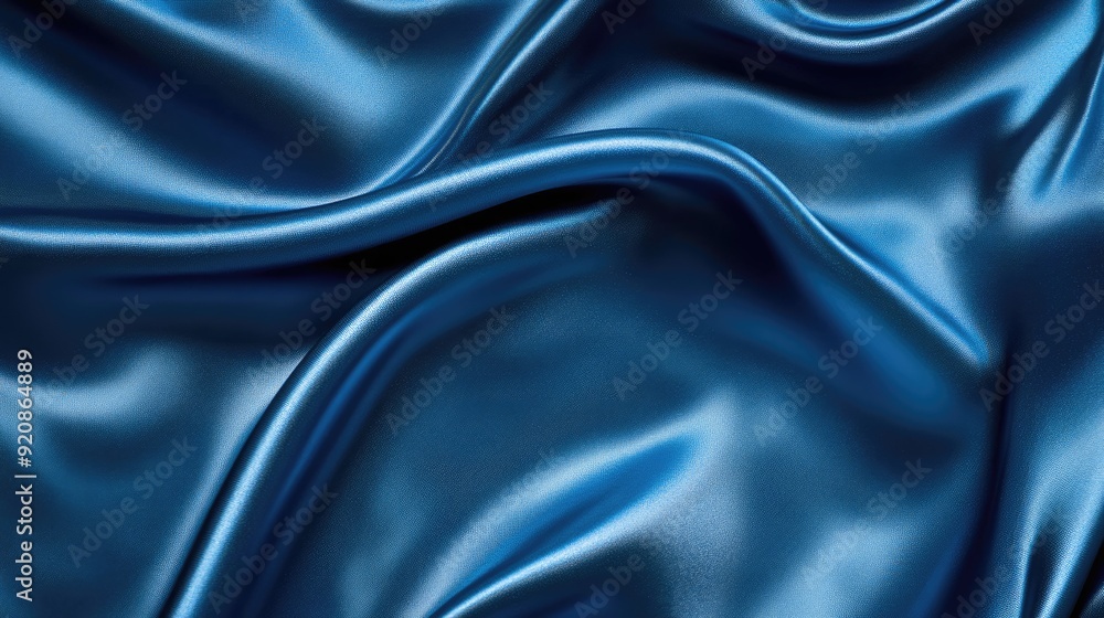 Obraz premium Elegant blue silk satin fabric, luxurious and light background with space for design, suitable for table decoration, birthday, baby shower or wedding, Valentine's Day, romantic, gentle.