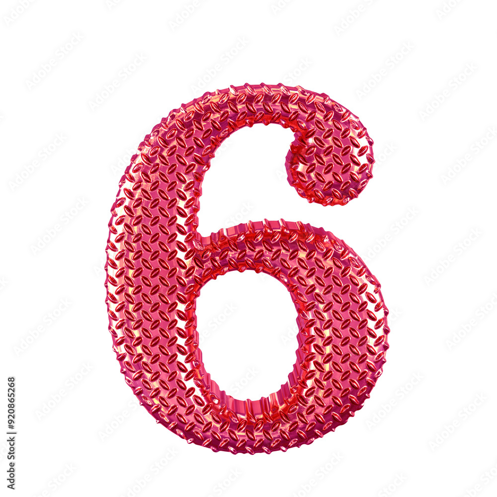 Pink ribbed symbol. number 6 Pink ribbed symbol. number 6