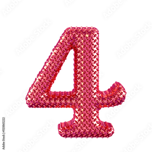 Pink ribbed symbol. number 4