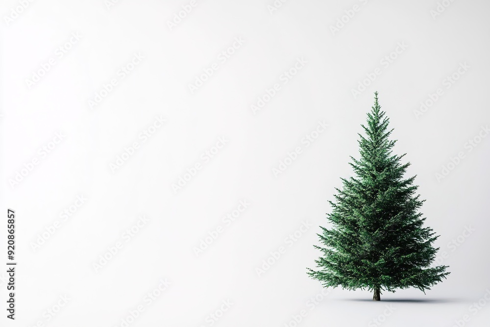 Single pine tree standing against white background with space. Single pine tree standing against white background with space.