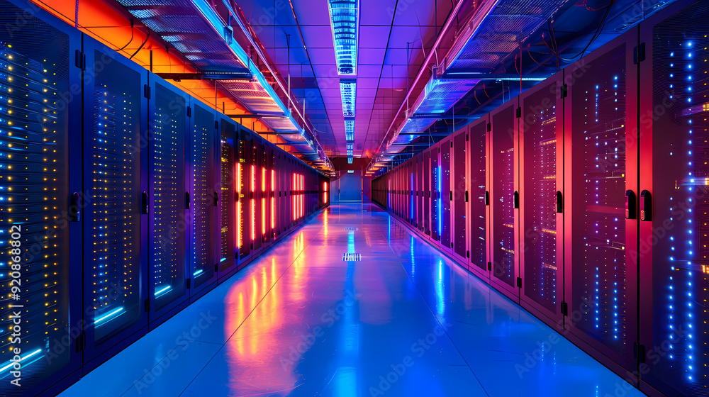 Vector cartoon corridor in a spaceship,Data Center With Illuminated Server Racks Vector cartoon corridor in a spaceship,Data Center With Illuminated Server Racks