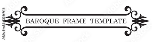 Vector baroque black headline border frame. Template. Isolated on white background.