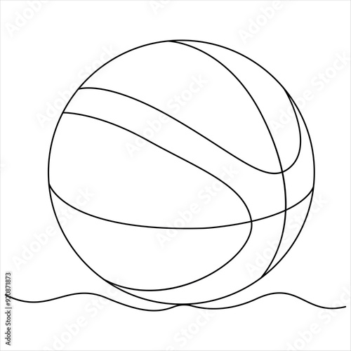 Continuous single line drawing basketball sport ball concept single line draw vector style illustration