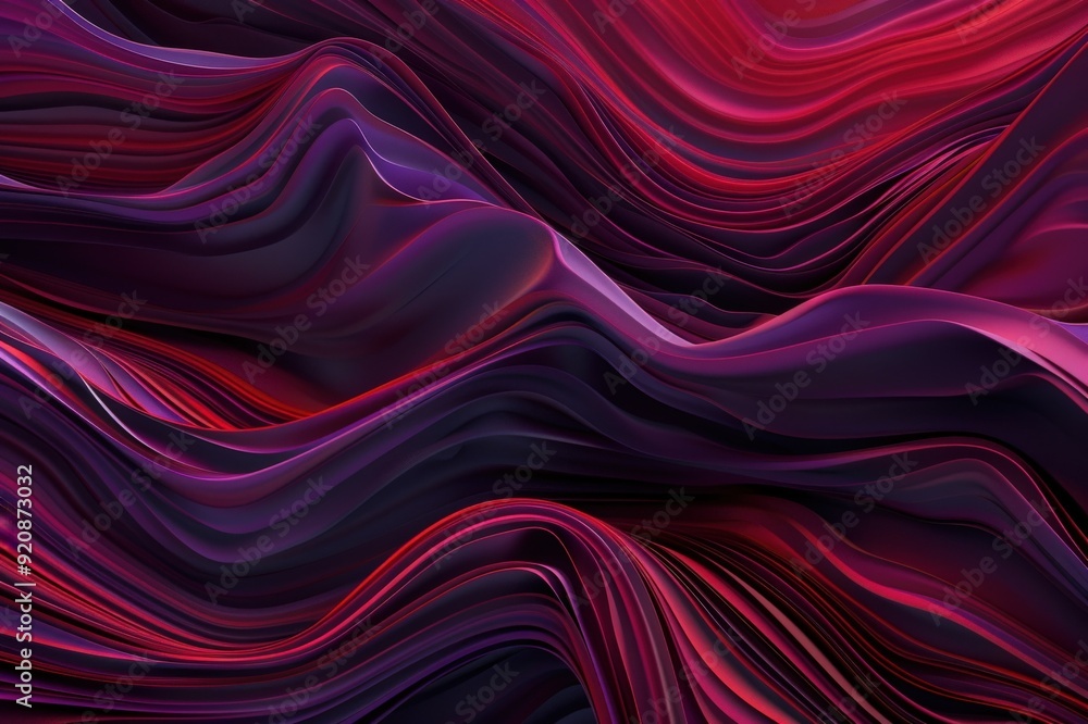Obraz premium Vibrant abstract background with flowing purple, orange, and pink silk-like fabric textures creating a smooth, wavelike pattern.. Beautiful simple AI generated image