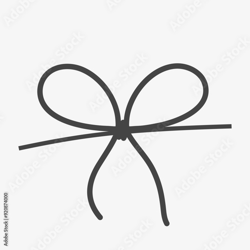Cord for gift box decoration. Bow gift ribbon thin line. Vector illutration