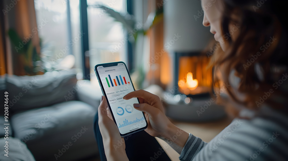 Photo Realistic: Person Using Savings Goal Tracker on Smartphone with Clean Background Savings Management and Personal Finance Concept Photo Realistic: Person Using Savings Goal Tracker on Smartphone with Clean Background Savings Management and Personal Finance Concept