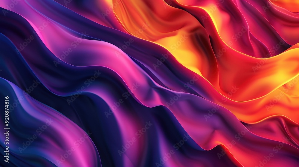Fototapeta premium Bold, colorful waves blend together, creating a captivating abstract visual experience full of energy