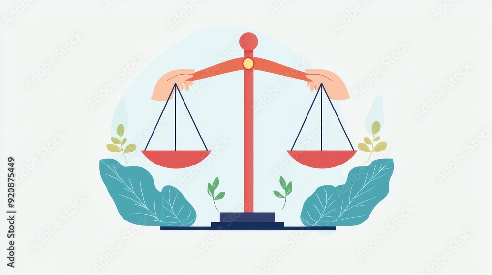 A vibrant illustration of a balance scale, symbolizing justice, fairness, and equality in a modern design. A vibrant illustration of a balance scale, symbolizing justice, fairness, and equality in a modern design.