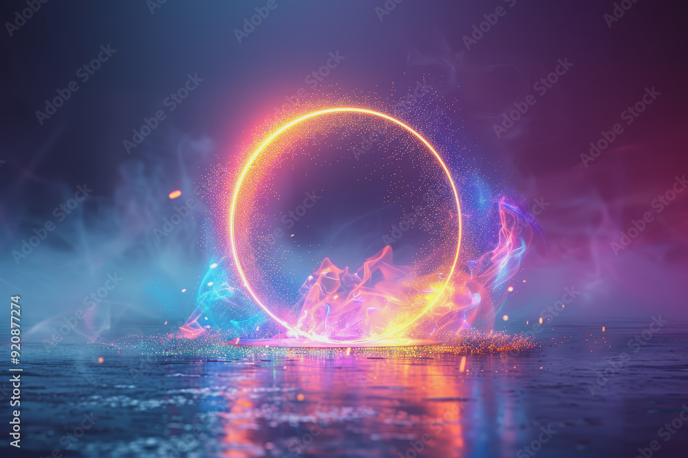 A circle with a bright gradient in the center. Light and brilliance flowed from the circle. A circle with a bright gradient in the center. Light and brilliance flowed from the circle.