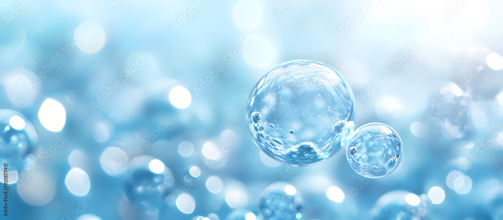 A serene blue background filled with soft, transparent bubbles reflecting light, creating a calming atmosphere of purity and freshness. A serene blue background filled with soft, transparent bubbles reflecting light, creating a calming atmosphere of purity and freshness.