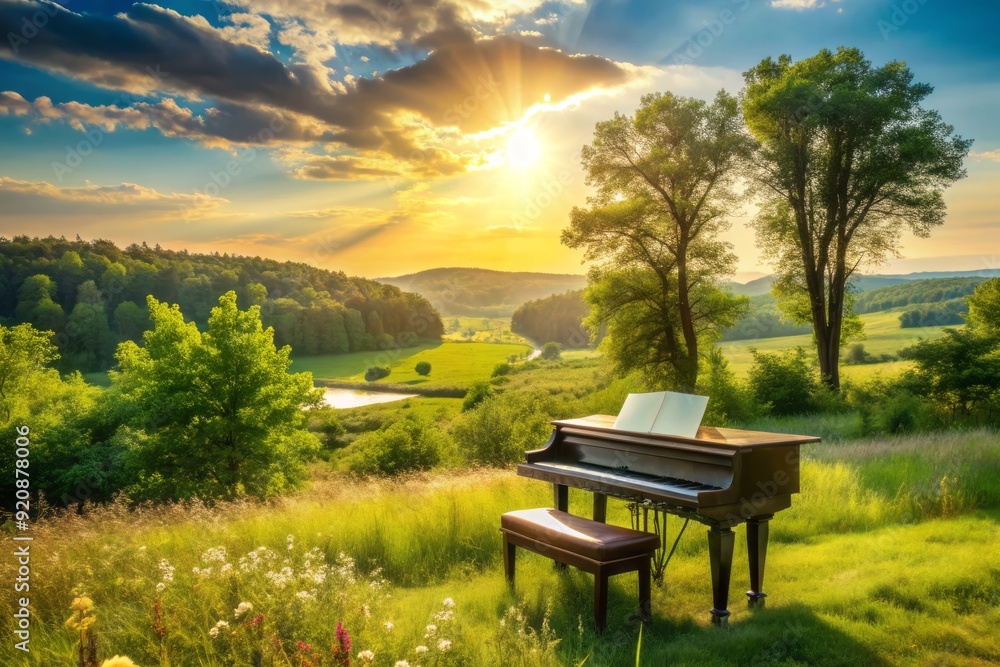 Soothing ambient piano melody drifts gently across a serene green landscape, evoking feelings of calmness and tranquility on a warm summer day. Soothing ambient piano melody drifts gently across a serene green landscape, evoking feelings of calmness and tranquility on a warm summer day.