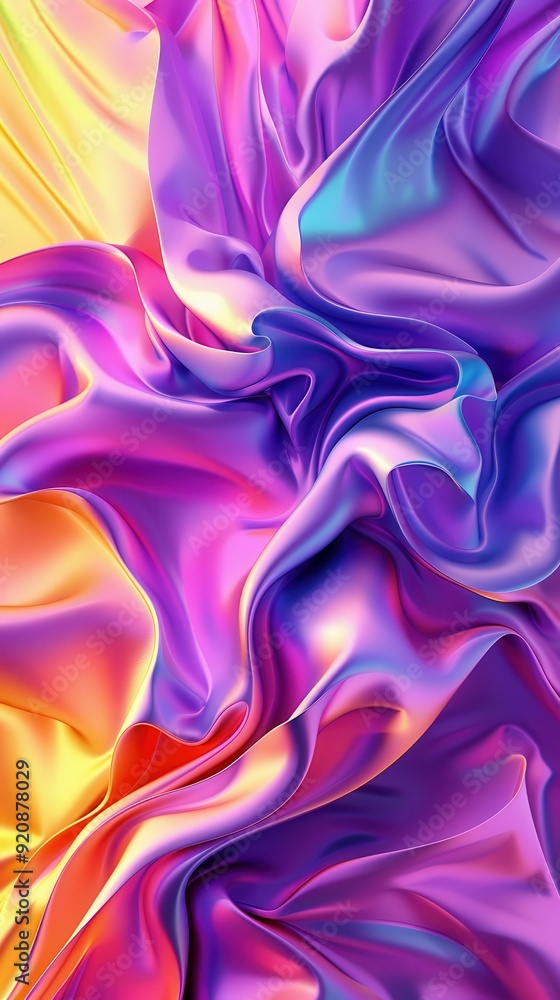 Obraz premium Swirling colorful silk fabric showcases a harmonious blend of hues and textures