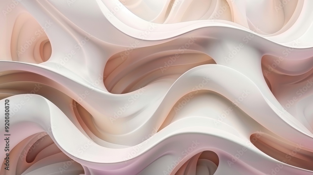 Obraz premium Curved lines and soft pastel colors create a rhythmic and fluid abstract design evoking movement and harmony