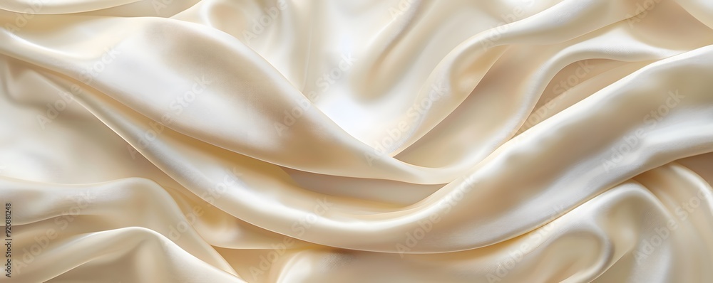 Smooth, Draped, Ivory Satin Fabric Texture Smooth, Draped, Ivory Satin Fabric Texture