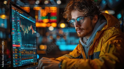 Man Analyzing Stock Market Data