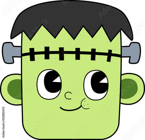 Retro Cartoon Halloween Frankenstein's Monster.