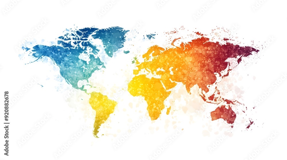 Vibrant Global Map with Population Density Visualization Vibrant Global Map with Population Density Visualization