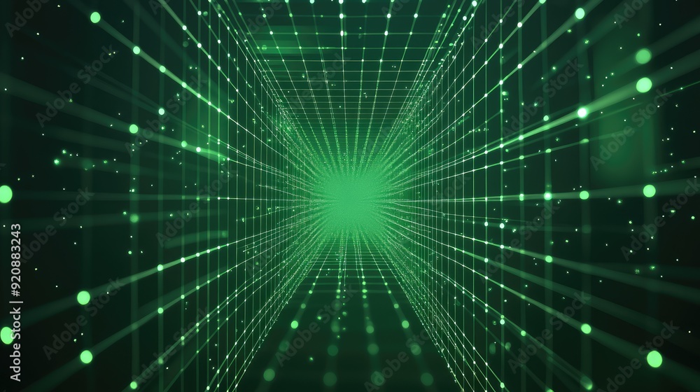 Green wireframe matrix cube for digital concept Green wireframe matrix cube for digital concept