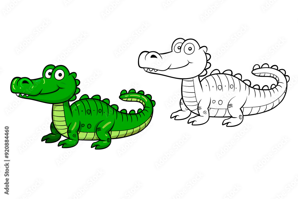 Cartoon animals, funny drawn crocodile with contour lines isolated on a transparent background. Simple animal Clip Art, Printable crocodile Coloring Page. Simple coloring book for children. Cartoon animals, funny drawn crocodile with contour lines isolated on a transparent background. Simple animal Clip Art, Printable crocodile Coloring Page. Simple coloring book for children.