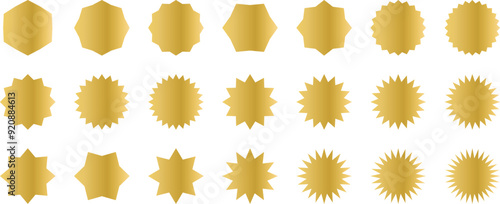 イラスト素材：ベクターのジグザグ･ギザギザセット 　金色の見出しのあしらい　Rectangle shape frame with zigzag edge. 