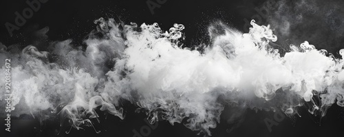 Abstract Swirling White Smoke on Black Background