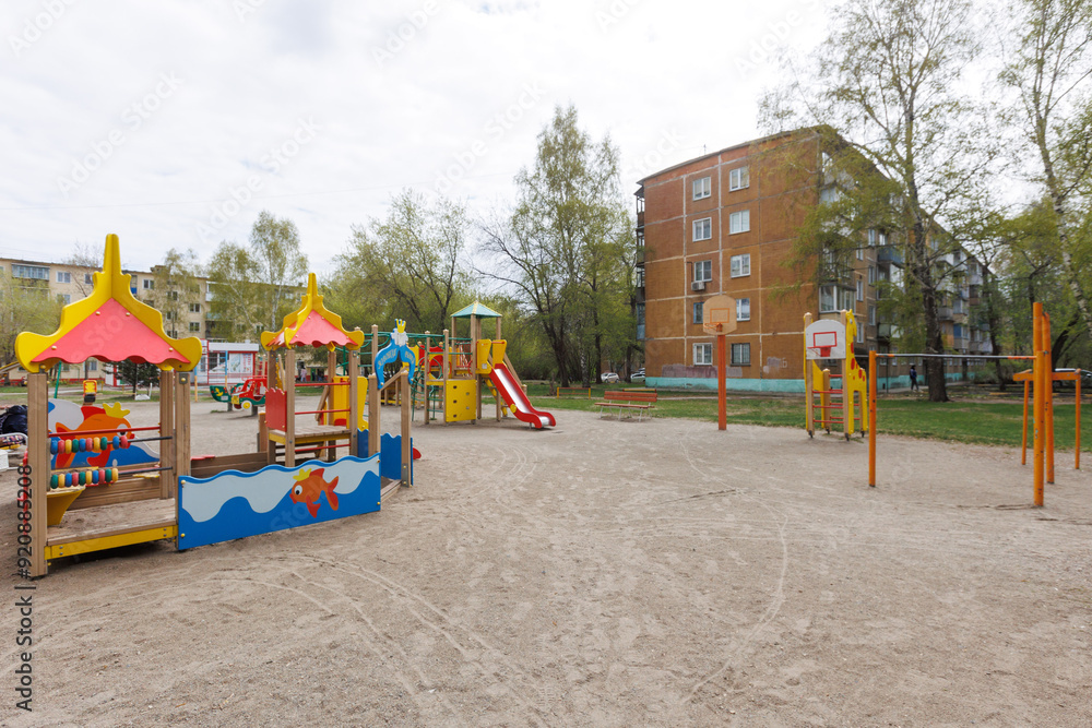 children's playground on the territory of an apartment building children's playground on the territory of an apartment building