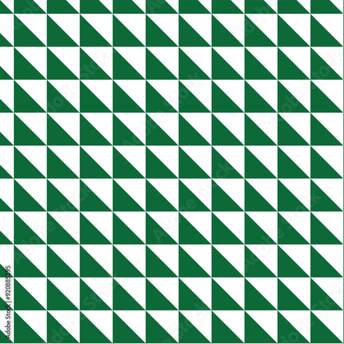 Green and white triangle pattern, geometric design, background.
