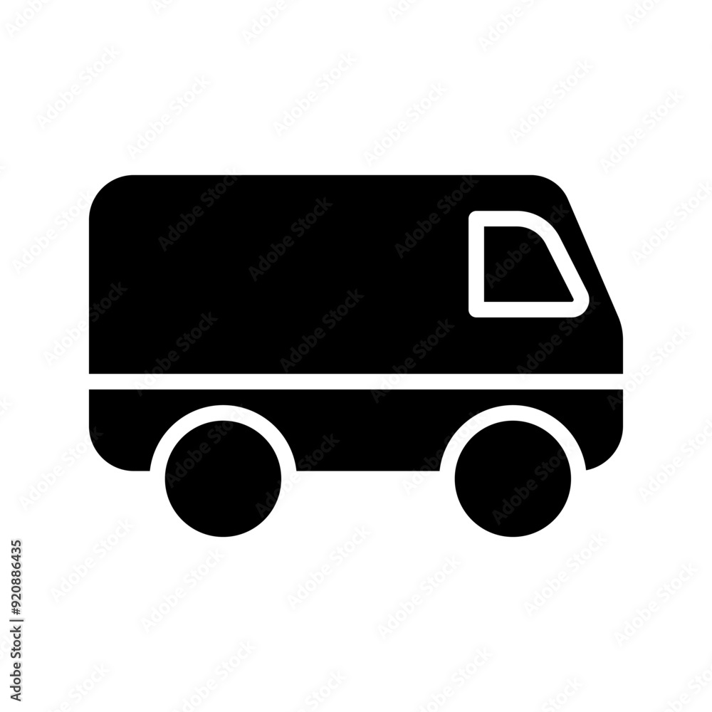 Van icon. Minibus. Black contour linear silhouette vector color editable Van icon. Minibus. Black contour linear silhouette vector color editable