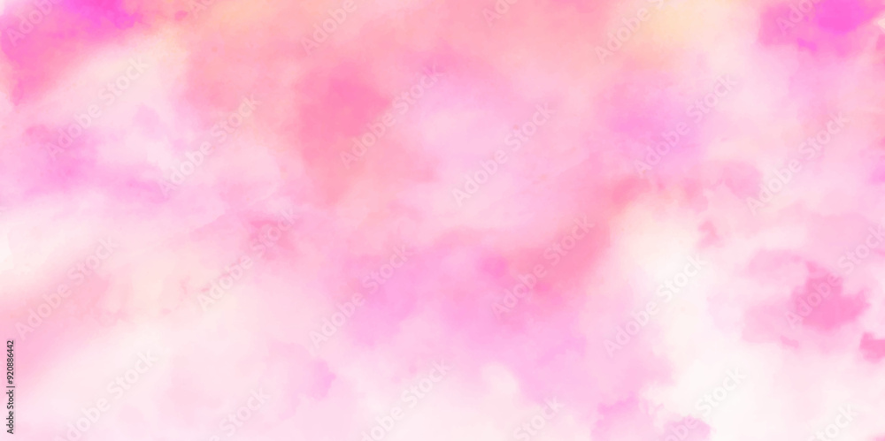 Natural shiny and soft light watercolor blurry cloudy pink fluffy view sky wallpaper texture. Colorful beautiful sky pink color light grunge, wall background.	
