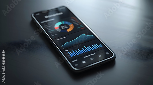 Photo Realistic Smartphone with Budgeting App Interface on Plain Background | Stock Photo Concept