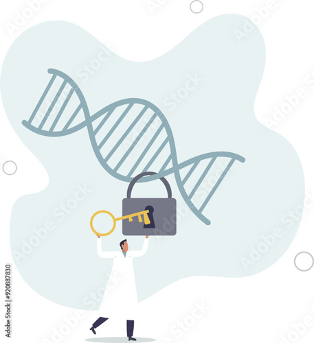Personalized medicine with specific patient DNA research.flat design with people.