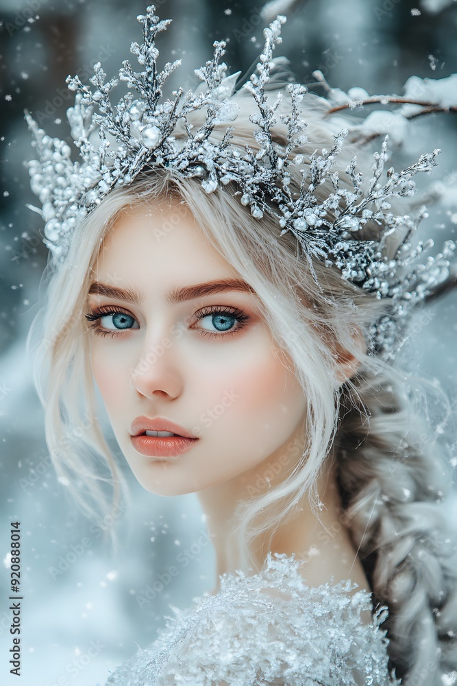 Portrait of a snow girl, queen, winter, cold Portrait of a snow girl, queen, winter, cold
