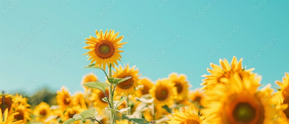 Yellow Flowers Field under Blue Sky