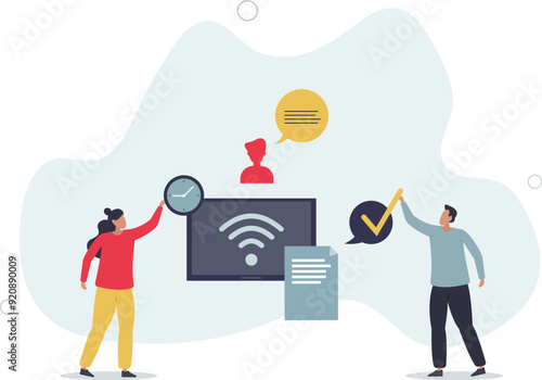 Arranging and controlling workloads in production or manufacturing process .flat design with people.