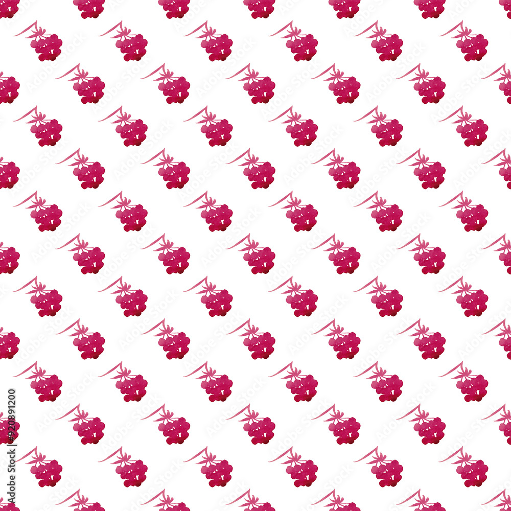 Selouettes of sprigs of berries in an abstract style on a white background. Isolated simple design. Berry seamless pattern in red watercolor. Ideal for summer textiles and kitchen decor Selouettes of sprigs of berries in an abstract style on a white background. Isolated simple design. Berry seamless pattern in red watercolor. Ideal for summer textiles and kitchen decor