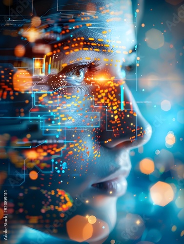 Digital Identity, Artificial Intelligence, Cyberspace, Woman, Digital Portrait.
