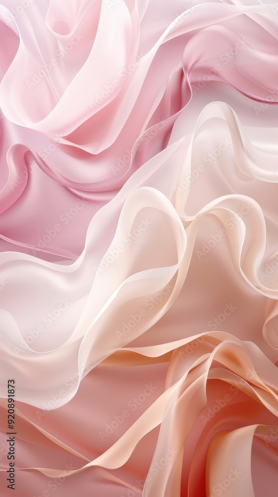Obraz premium Delicate layers of soft pink and peach fabric create a beautiful, flowing composition in warm lighting