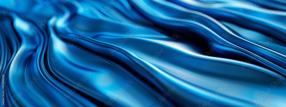 A tight shot of a blue fabric featuring wavy patterns in its center, surrounded by a blurred representation of the same fabric A tight shot of a blue fabric featuring wavy patterns in its center, surrounded by a blurred representation of the same fabric